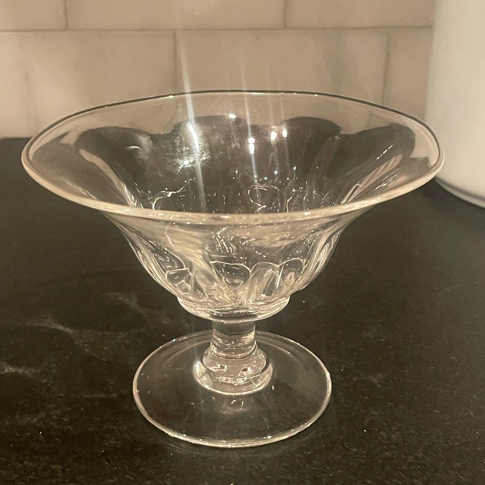 Simon Pearce footed glass candy dish